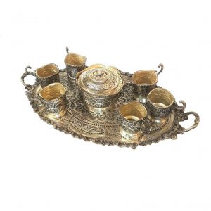 Persian Hand Engraved Traditional Tea Set with on Bronze 9
