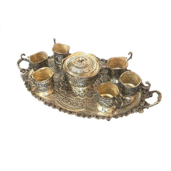 Persian Hand Engraved Traditional Tea Set with on Bronze 3