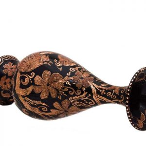 Persian Hand Engraved Copper Flower Vase Glazed Tin Small Bird 6