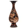 Persian Hand Engraved Copper Flower Vase Glazed Tin Small Bird 2