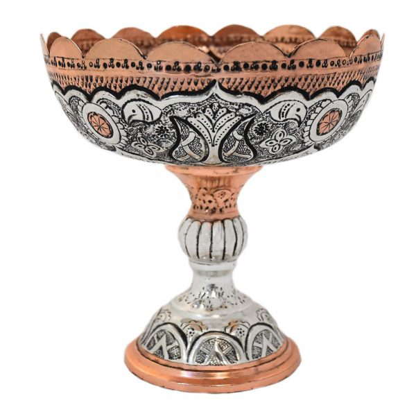 Persian Hand Engraved Traditional Copper Candy Dish, Eden Design 3