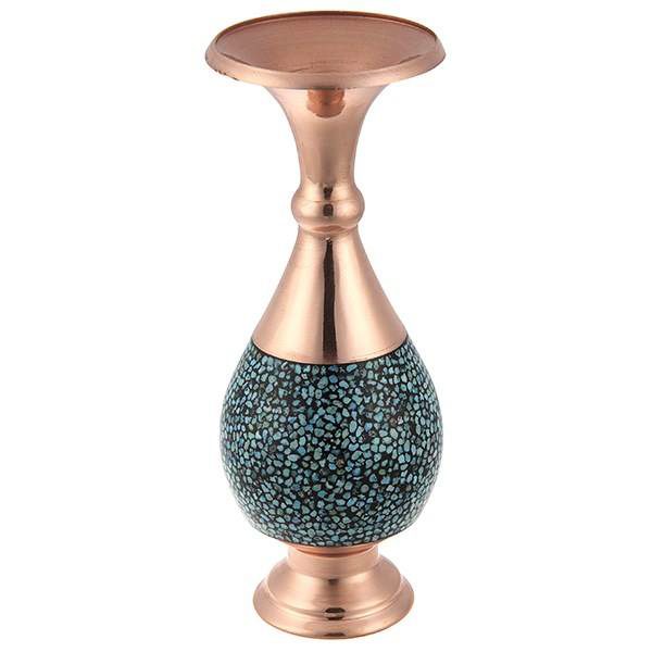 Persian Turquoise Flower Vase, Small Paradise Design 1