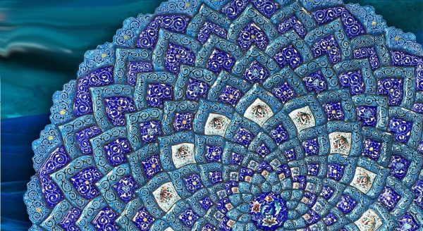 Minakari Persian Enamel Wall Plate Colorful Design 2