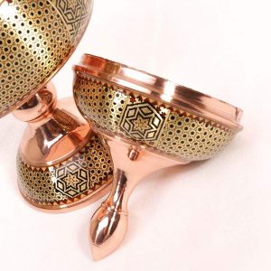 Persian Marquetry Khatam Kari Candy Dish Copper Diamond Design 9