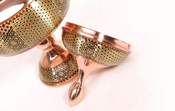 Persian Marquetry Khatam Kari Candy Dish Copper Diamond Design 5