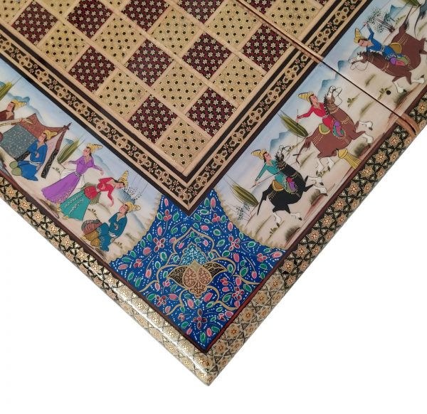 Persian Marquetry Khatam Kari Chess and Backgammon Board King Design 5