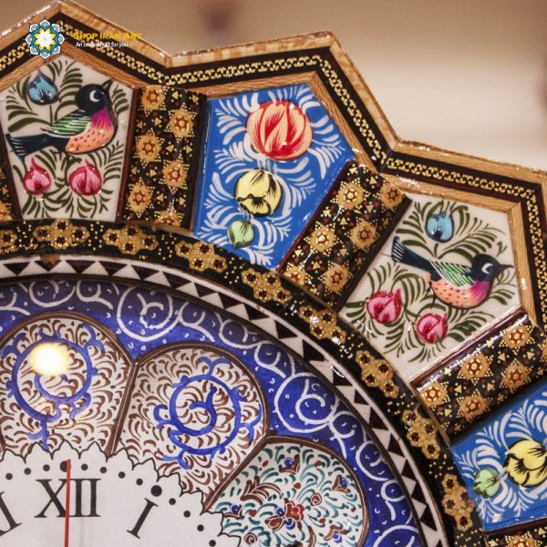 Persian Marquetry Khatam Kari Eden Wooden Wall Clock