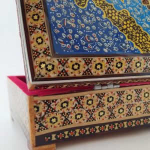Persian Marquetry Khatam Kari Miniature Jewelry Box Flower sky Design 8