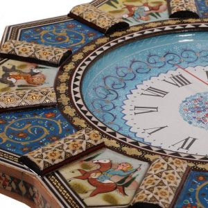 Persian Marquetry Khatam Kari Queen Rose Wooden Wall Clock 6