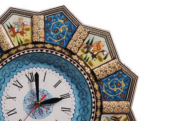 Persian Marquetry Khatam Kari Queen Rose Wooden Wall Clock 5