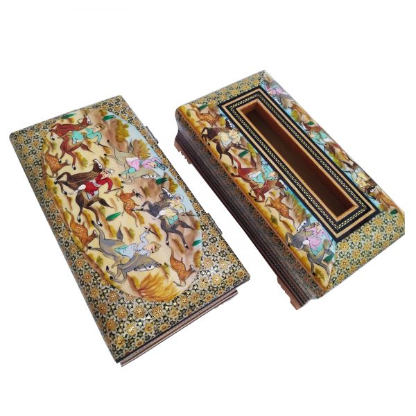 Persian Marquetry Spoon & Fork Box and Tissue Box Set, Eastern Design 3