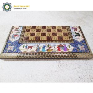 Persian Marquetry Khatam Kari Chess and Backgammon Board King Design 19