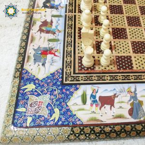 Persian Marquetry Khatam Kari Chess and Backgammon Board King Design 13