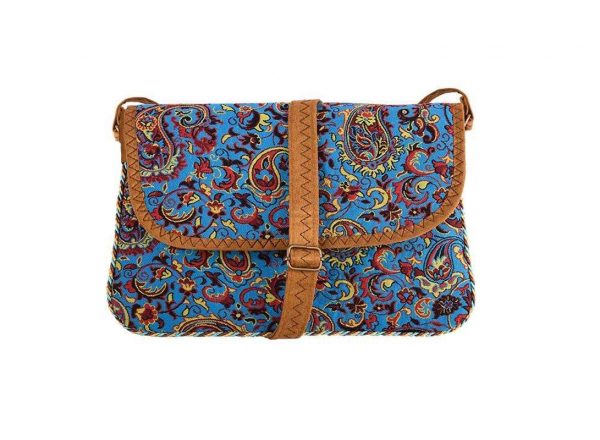 Termeh Luxury Small Shoulder Bag, Blue Texture
