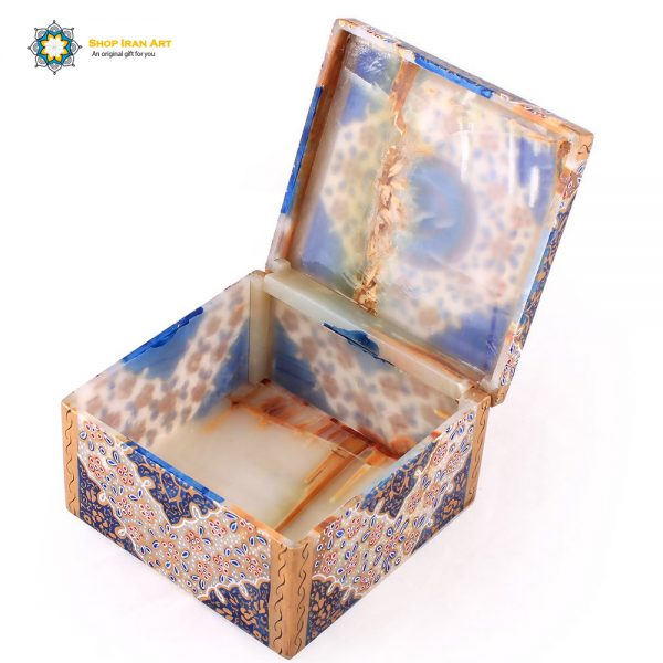 Persian Marble Ring Box Flowers Painting 3