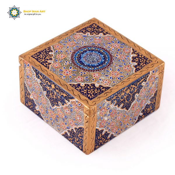 Persian Marble Ring Box Flowers Painting 1