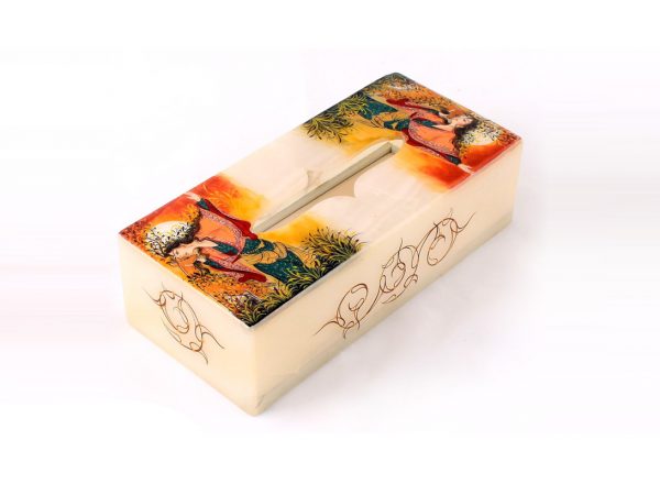 Persian Marble Tissue Box, Dancing Women Design 3