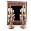 Persian Marquetry Khatam Kari Candlesticks and Mirror Set 1