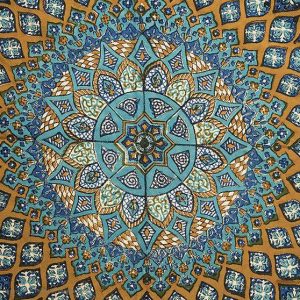 Persian Qalamkar ( Tapestry ) Tablecloth, Sheikh Lotfollah Mosque Dome Design 8