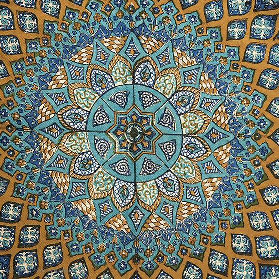Persian Qalamkar ( Tapestry ) Tablecloth, Sheikh Lotfollah Mosque Dome Design 4