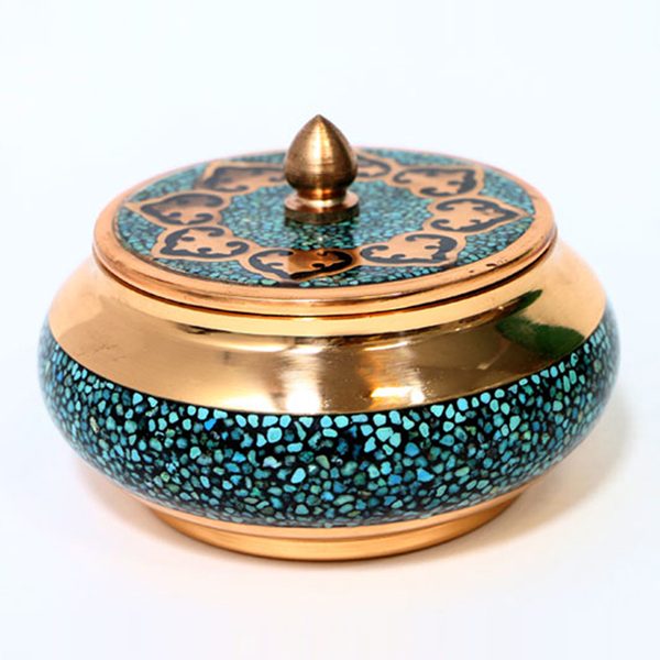 Plato de caramelo turquesa persa, diseño circular 3