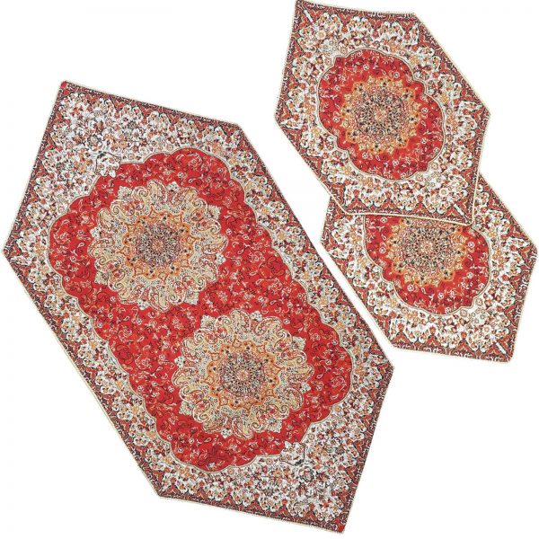 Termeh Luxury Tablecloth, Red Design (4 PCs) 4