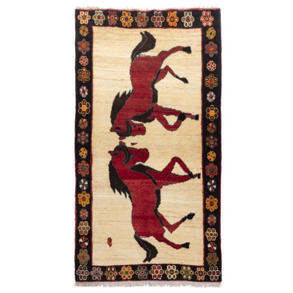 Gabbeh persa, diseño del caballo de la libertad 3