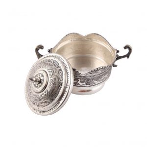 Persian Hand Engraved Tea Set with on Bronze, Eden Design 14