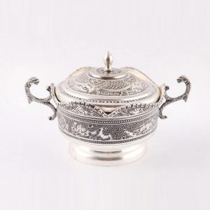 Persian Hand Engraved Tea Set with on Bronze, Eden Design 16