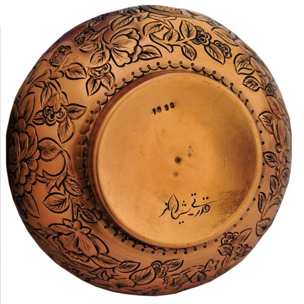 Hand Engraving on Cooper Candy Dish, Flower Design 6