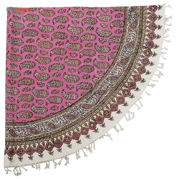 Persian Qalamkar Tablecloth, Pink Circle Design 3