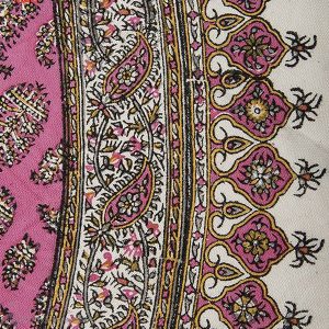 Persian Qalamkar Tablecloth, Pink Circle Design 11