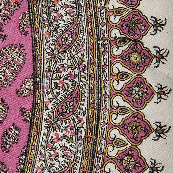 Persian Qalamkar Tablecloth, Pink Circle Design 7