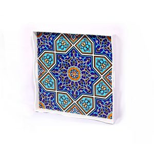 Bandeja de azulejos persa, diseño azul profundo 7