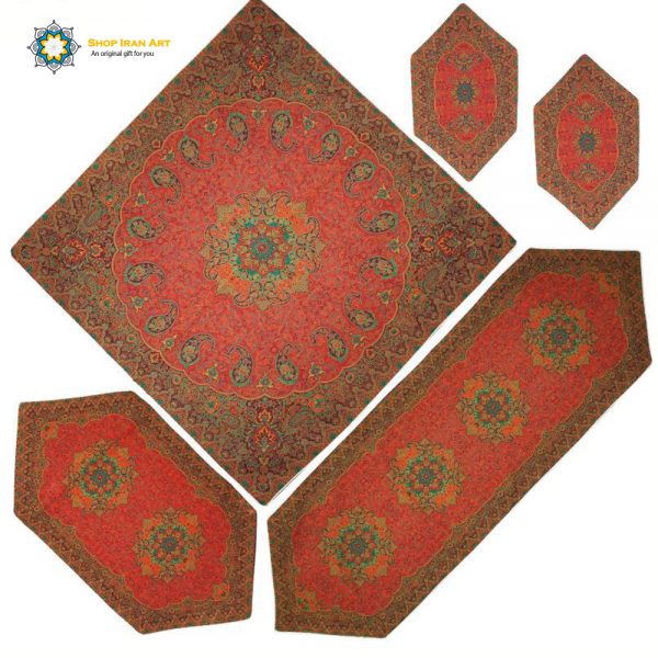 Termeh Luxury Tablecloth, Red Design (4 PCs)