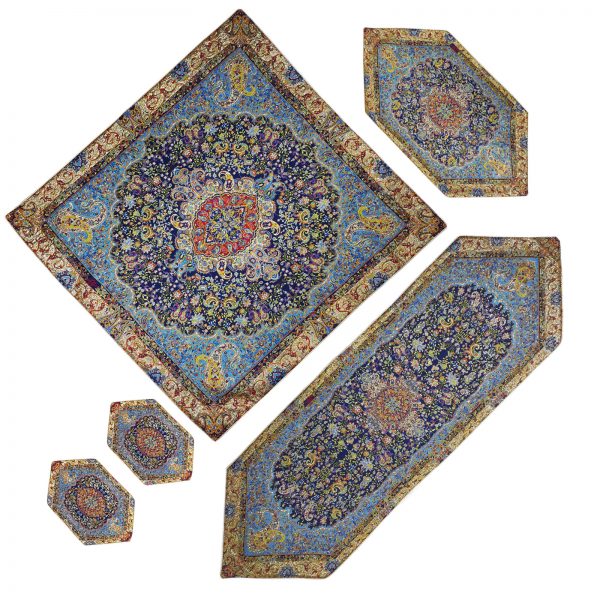 Termeh Luxury Tablecloth, Blue Stone Design (5 PCs) 3