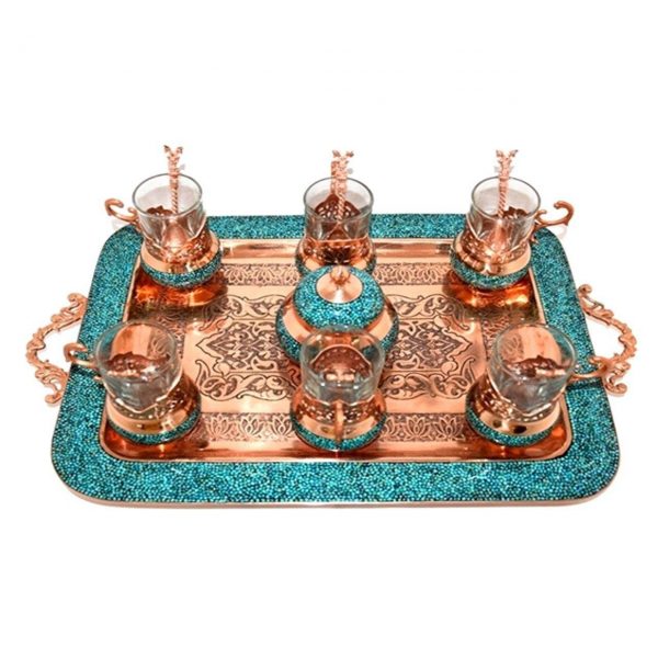 Turquoise Tea Set on Copper, Royal Design 3
