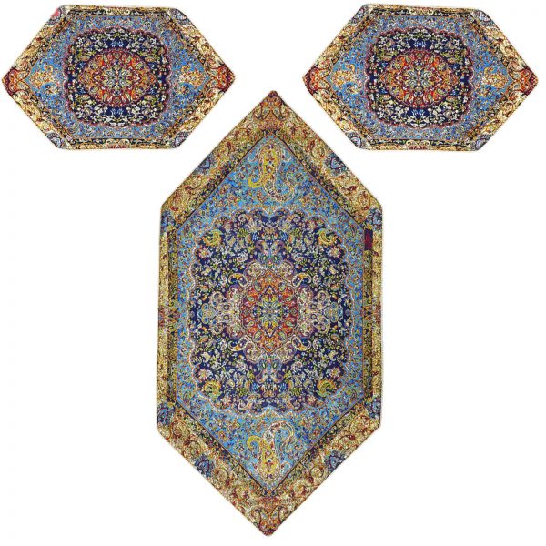 Termeh Luxury Tablecloth, Blue Stone Design (5 PCs) 8