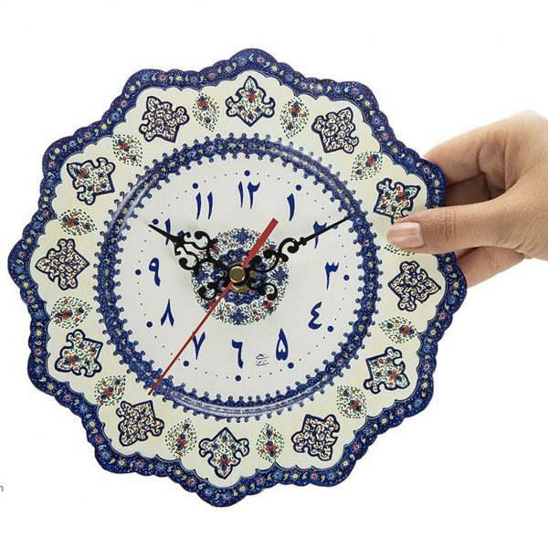 Handmade Minakari Wall Clock, Persian Numbers 7