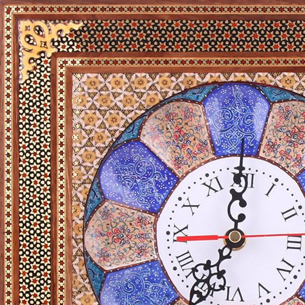 El reloj de pared hecho a mano, Minakari mezcló Khatam-kari 4
