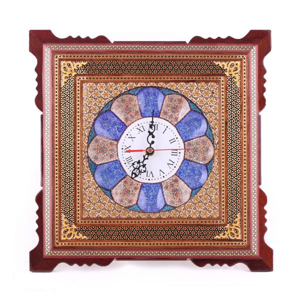 El reloj de pared hecho a mano, Minakari mezcló Khatam-kari 2