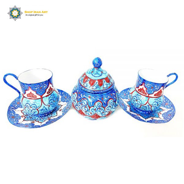 Minakari Persian Enamel Tea Cup Service+Sugar Bowl, Eco Design 3