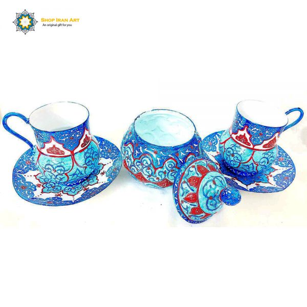 Minakari Persian Enamel Tea Cup Service+Sugar Bowl, Eco Design 4