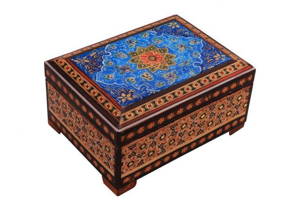 Persian Marquetry Khatam Kari Miniature Jewelry Box Flower Pure Design 3