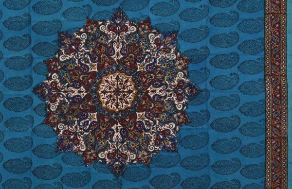 Persian Tapestry ( Qalamkar ) Tablecloth, Ocean Design 4