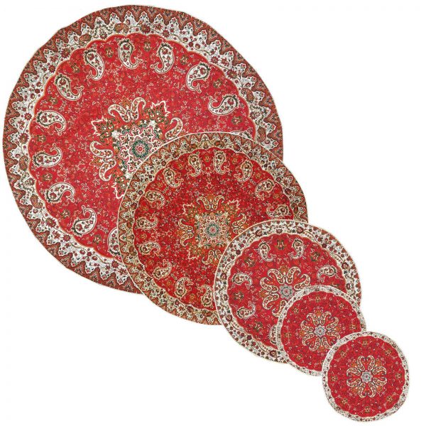 Termeh Luxury Tablecloth, Red Atlas Design (5 PCs) 3