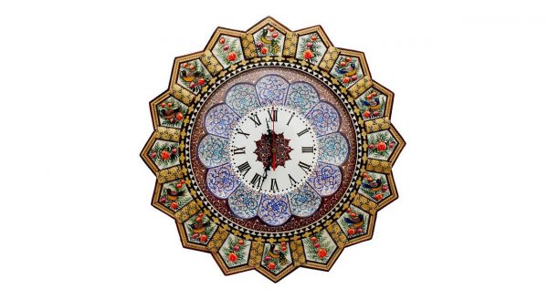 Handmade Wall Clock, Minakari & Khatam-kari, The Sun Design 3