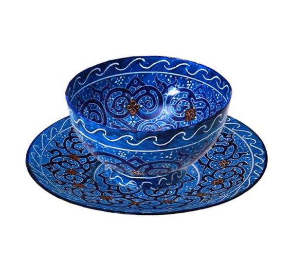 Minakari (Persian Enamel) Classy Bowl and Plate, Eden Design 3
