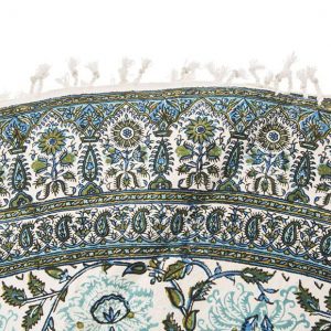 Persian Qalamkar ( Tapestry ) Tablecloth, Blue Flower Design 5