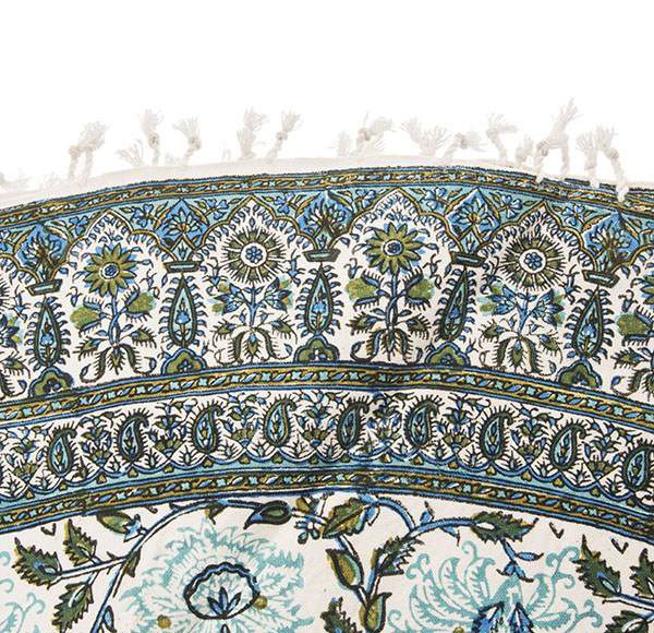 Persian Qalamkar ( Tapestry ) Tablecloth, Blue Flower Design 3